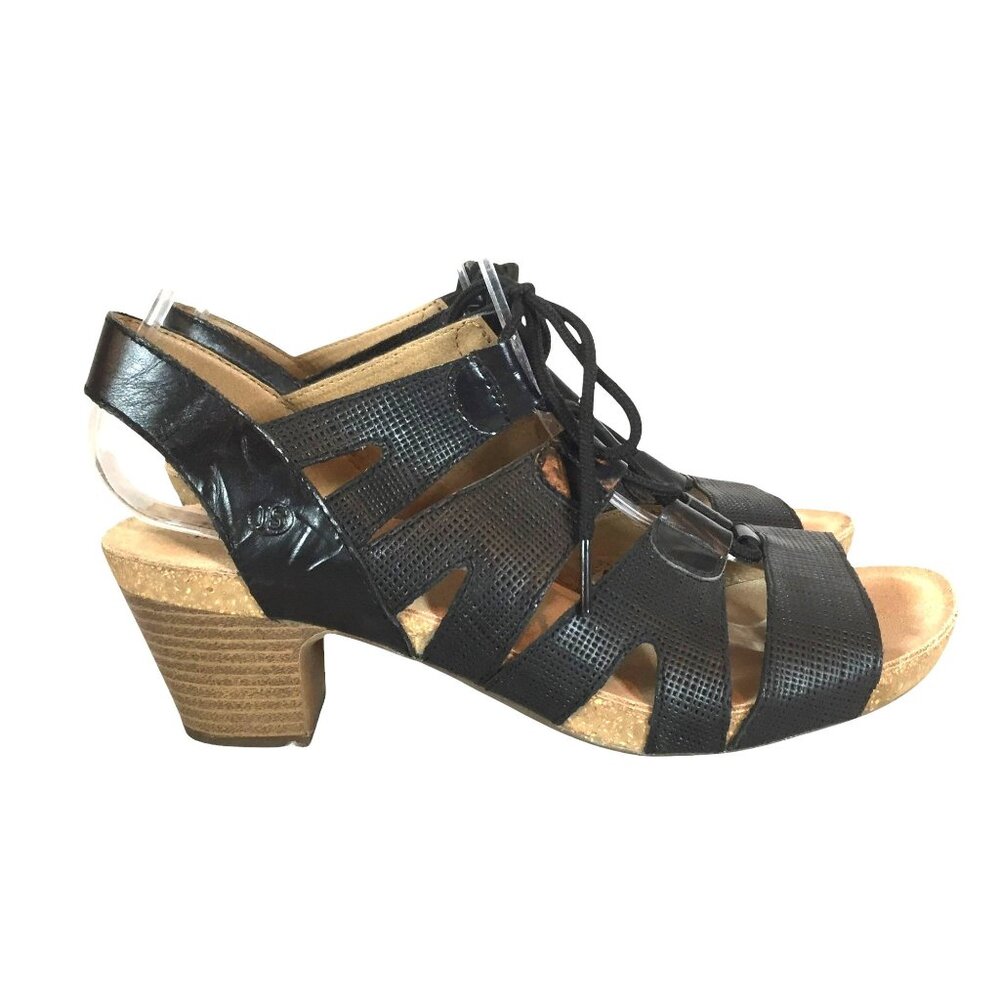Josef Seibel Womens  9.5/40 Black Leather Heeled Sandals